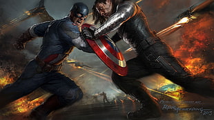 captain America and enemy illustration HD wallpaper