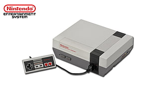 white and black NES console, Nintendo Entertainment System, consoles, video games, simple background