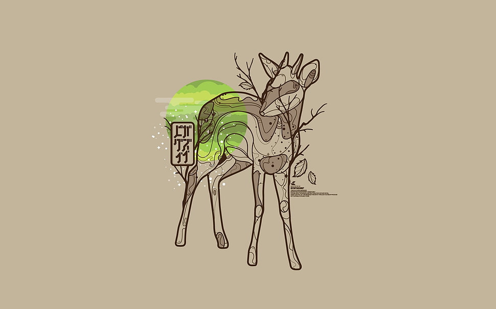 assorted-color deer illustration, artwork, geometry, nature, simple background HD wallpaper