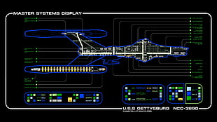 master system display screenshot, Star Trek, spaceship, LCARS