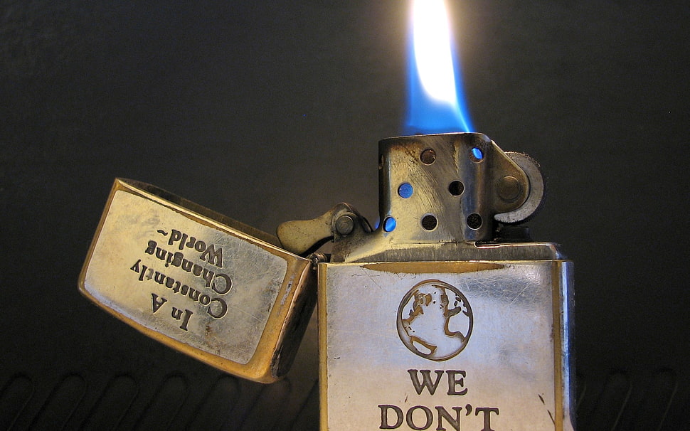 silver-colored flip lighter HD wallpaper