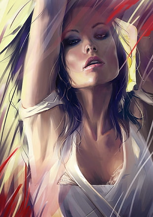 Olivia Wilde, drawing, artwork, arms up