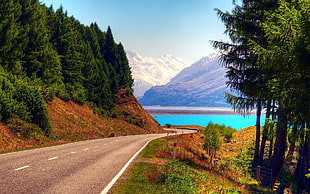panoramic photo of long road on mountain HD wallpaper