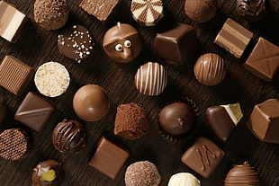 close up photo of several assorted chocolates