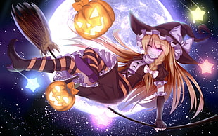 anime, Touhou, Halloween, Kirisame Marisa