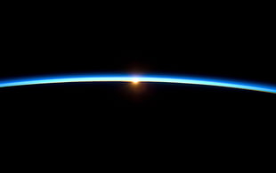 Sun, Earth, horizon, International Space Station