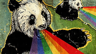 panda with rainbow painting