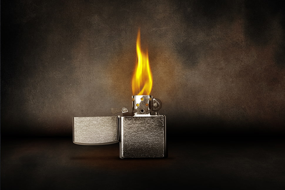silver flip lighter HD wallpaper