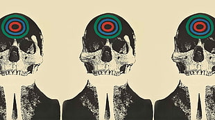gray skull illustration, skull, digital art, artwork