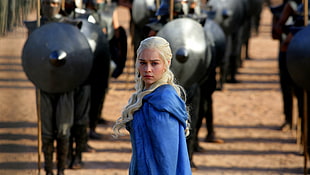 Emilia Clarke, Daenerys Targaryen, Game of Thrones, blue clothes
