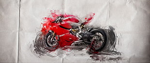 painting of red motorcycl