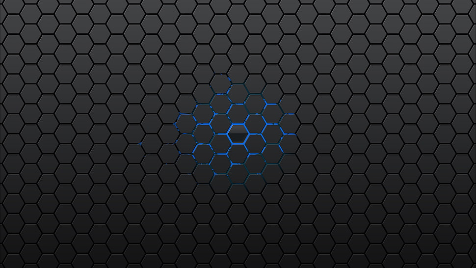 gray and blue honeycomb graphic HD wallpaper