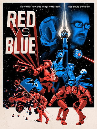 Red VS Blue Halo poster, Red vs. Blue HD wallpaper