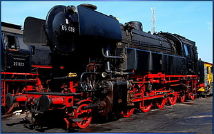 black and red train, train, steam locomotive, Deutsche Bahn, vehicle HD wallpaper