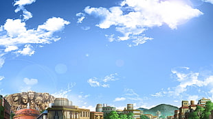 Naruto Konoha illustration, Naruto Shippuuden, Konoha, village, rooftops HD wallpaper