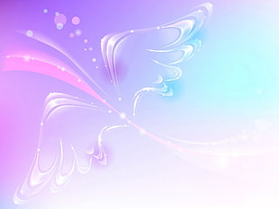 pink, blue, and white wings graphic illustration