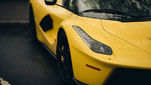 yellow super car, Ferrari, yellow cars, car, Hybrid HD wallpaper