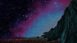 rock formation during nighttime