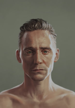 Tom Hiddleston portrait, Tom Hiddleston, actor, men, fan art