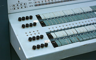 white audio mixer, computer, vintage, technology, old