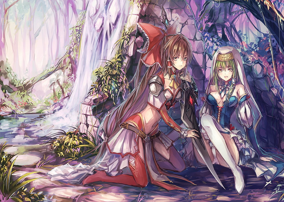 two female anime character illustration, anime, Touhou HD wallpaper