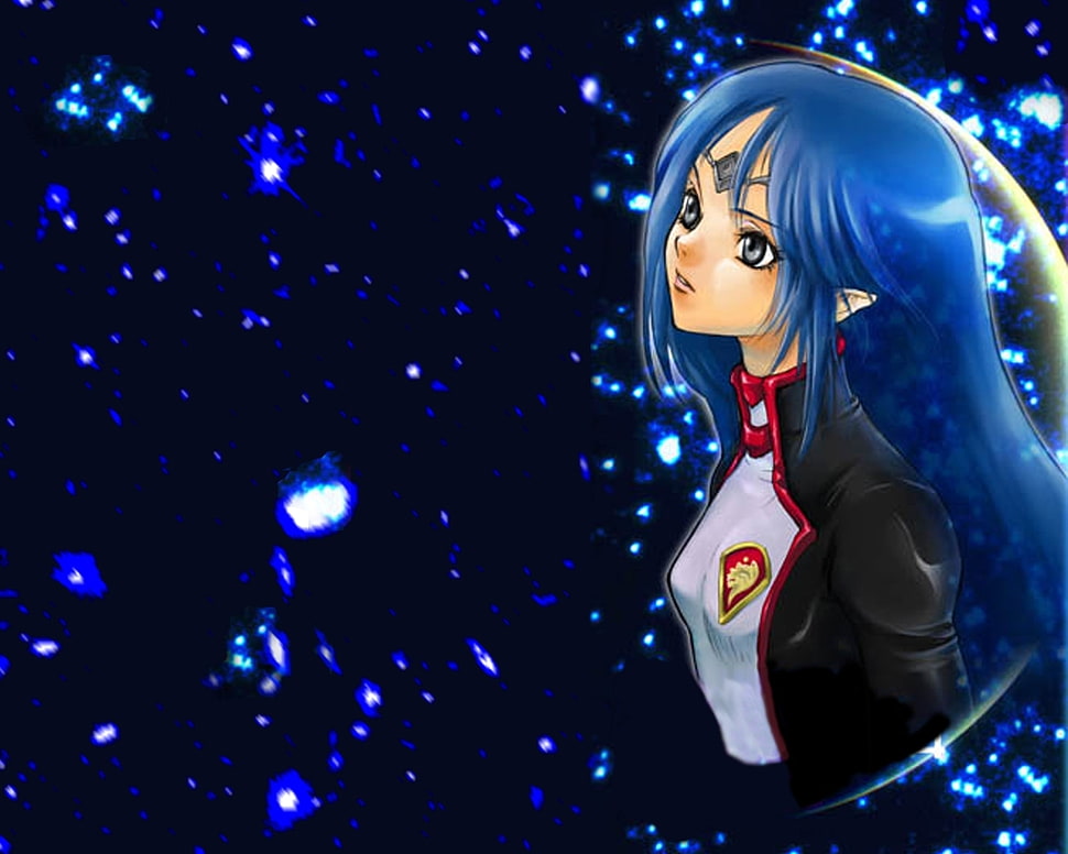 blue haired girl anime HD wallpaper