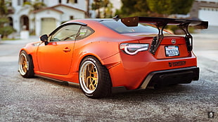 orange Scion coupe, tuning, car HD wallpaper