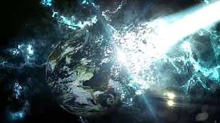 earth destruction wallpaper, space, meteors, Earth, apocalyptic