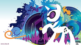 white pony illustration, My Little Pony, Vinyl Scratch, DJ Pon-3, fantasy art