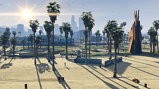 green palm trees, Grand Theft Auto V, Grand Theft Auto V PC, PC gaming, Rockstar Games HD wallpaper