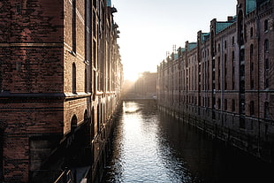 black and white metal frame, sunlight, bricks, building, Germany