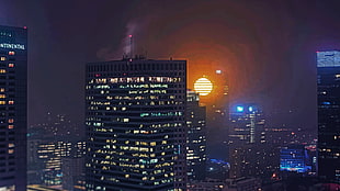 grey high rise building, city, Warsaw, building, Sun