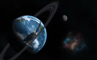 Earth with ring artist's concept HD wallpaper