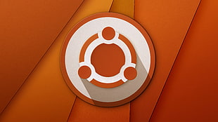 round orange logo, material style, fictional logo, colorful, Ubuntu HD wallpaper