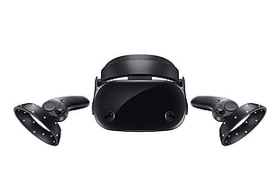 black virtual reality headset set