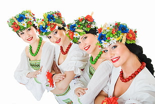 women wearing flower crowns HD wallpaper