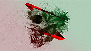 skull head artwork, skull, artwork