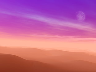 purple and orange mountains and sky wallpaper HD wallpaper