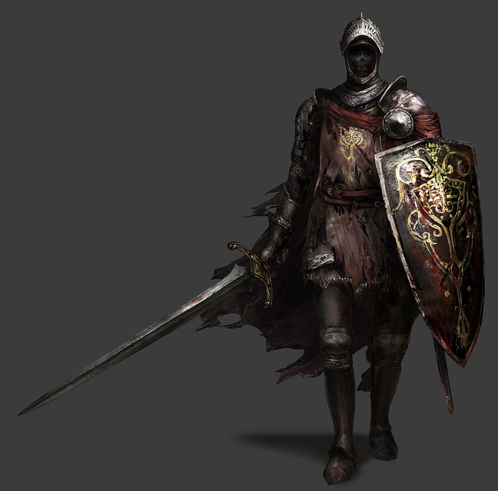 Knight holding shield and sword HD wallpaper