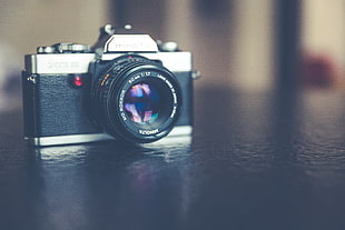 black Minolta compact camera, photography, camera, Minolta