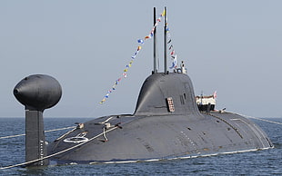 gray metal submarine, sea, navy, submarine, military
