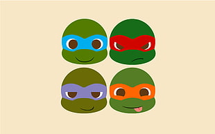 TMNT digital illustration, minimalism, Teenage Mutant Ninja Turtles