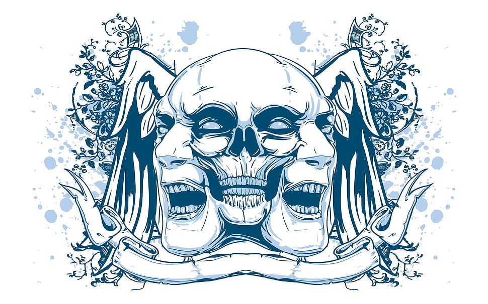 three face wallpaper, skull, psychedelic, face, artwork HD wallpaper