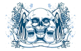 three face wallpaper, skull, psychedelic, face, artwork