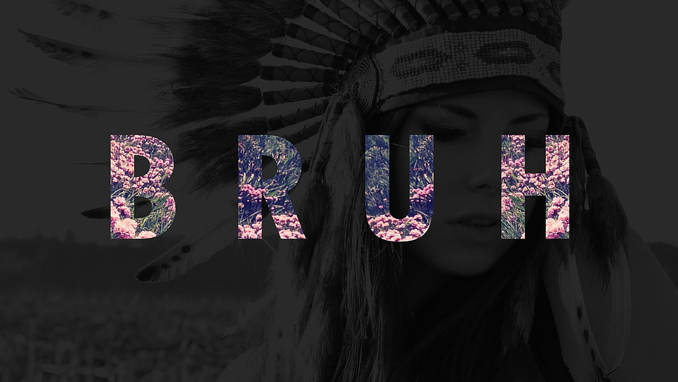 native american costume background with Bruh text overlay, Bruh HD wallpaper