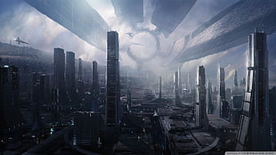 white buildings illustration, Mass Effect, video games, Mass Effect 2, Citadel