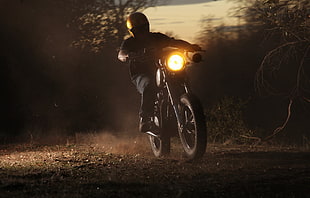 black standard motorcycle, trial motor, motorcycle, Yamaha HD wallpaper