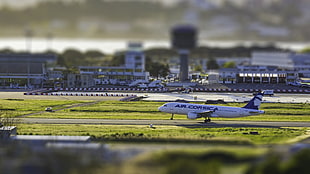 Air Corsica commercial plane on runway selective photography