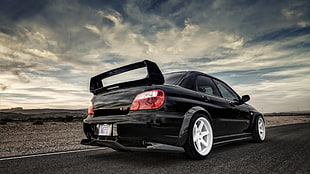 black sedan, Subaru, car HD wallpaper