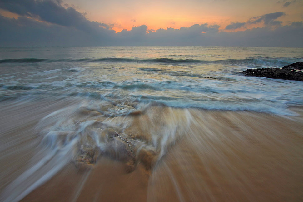 sea, dawn, landscape, nature HD wallpaper